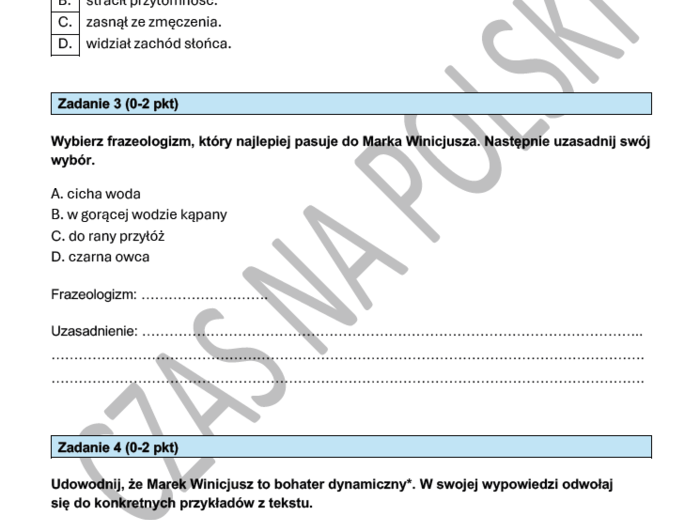 "Quo vadis" (Przemiana Marka Winicjusza) – test czytania ze zrozumieniem.