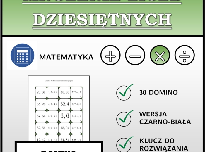 Domino - Mnożenie liczb dziesiętnych | matematyka