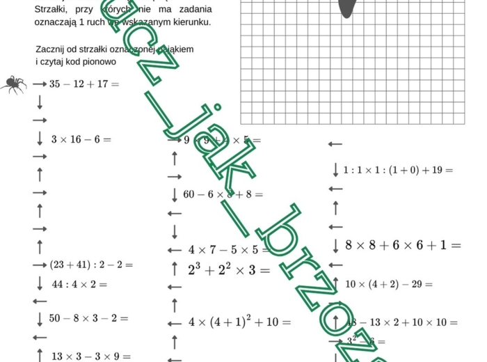 Halloween na matematyce, kodowanie, kolejność działań, klasy 4 - 5