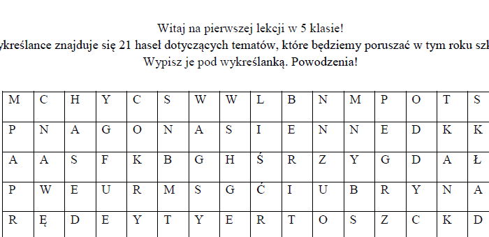 Biologia 5-wykreślanka: co będziemy robić?