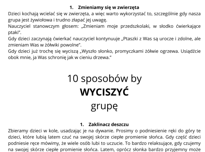 100 SPOSOBÓW NA GRUPĘ PRZEDSZKOLNĄ- zabawy, ćwiczenia, sposoby na wyciszenie i dyscyplinę