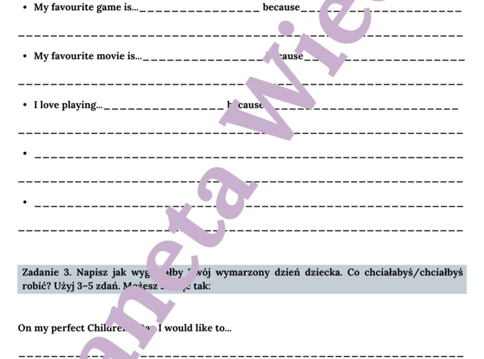 KARTA PRACY NA DZIEŃ DZIECKA – CHILDREN’S DAY WORKSHEET, KLASY 4-8 SZKOŁY PODSTAWOWEJ- QUIZ - DZIEŃ DZIECKA W RÓŻNYCH KRAJACH, WYKREŚLANKA, OPISZ SWÓJ WYMARZONY DZIEŃ DZIECKA + ODPOWIEDZI