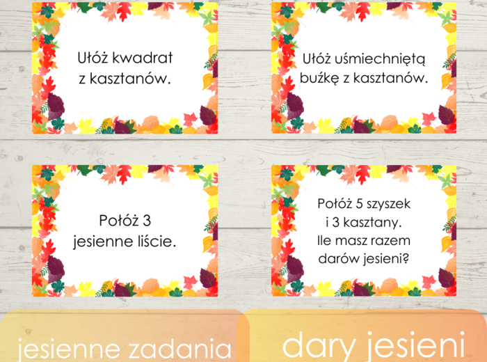 Jesienne zadania z darami jesieni.