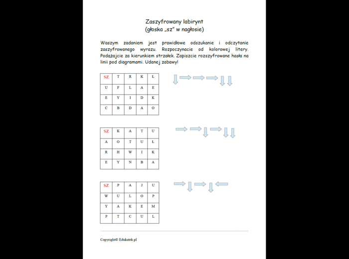 Zaszyfrowany labirynt - zabawy logopedyczne i nauka czytania