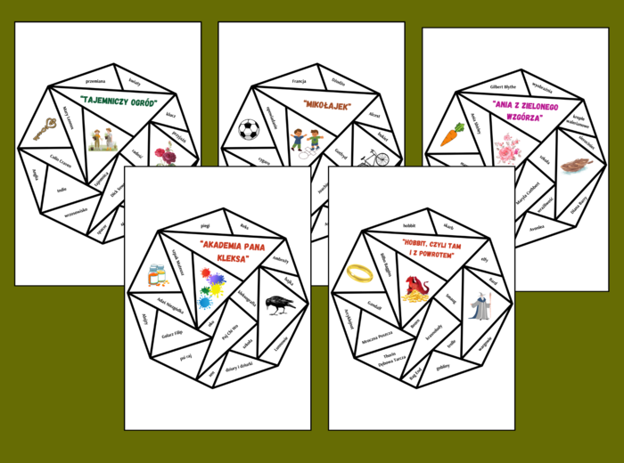 LEKTURY - kl. 4-6 – układanka – puzzle – egzamin – powtórka – ZESTAW - 15 szt.