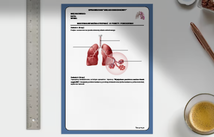 Biologia. Klasa 7. Sprawdzian: Układ oddechowy. Test zgodny z nową podstawą programową.