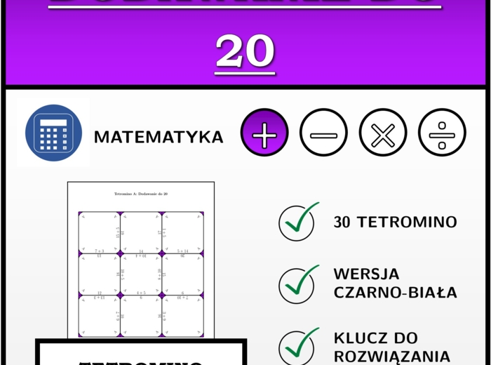 Tetromino - Dodawanie do 20 | matematyka