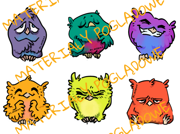 Sowy - emocje, emotki