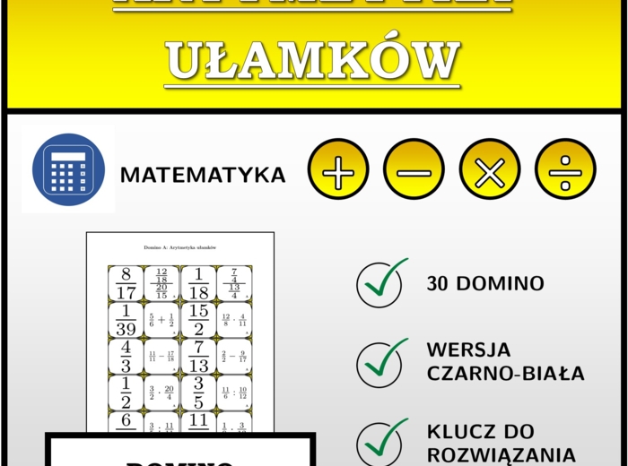 Domino - Arytmetyka ułamków | matematyka