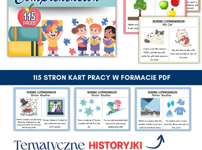 READING COMPREHENSION – nauka czytania ze zrozumieniem po angielsku 🇬🇧 115 stron