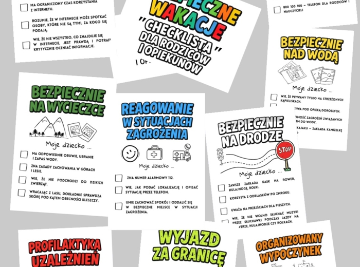Bezpieczne wakacje - checklista dla rodziców - gazetka profilaktyczna