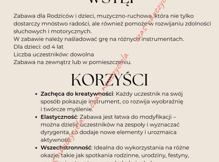 Dzień Rodziny. Dni otwarte. Zabawa muzyczno-ruchowa ORKIESTRA.