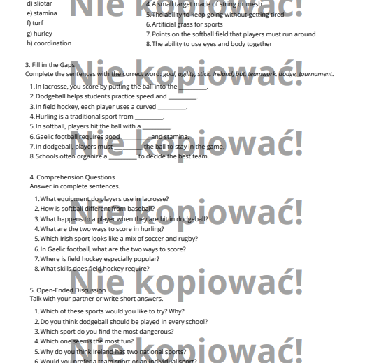 Rare Sports - reading comprehension B1 + Present Simple and Continuous practice