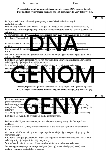 GENOM I STRUKTURA GENU - kartkówka