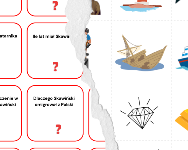 Zestaw Latarnik elementy graficzne + kartki z pytaniami