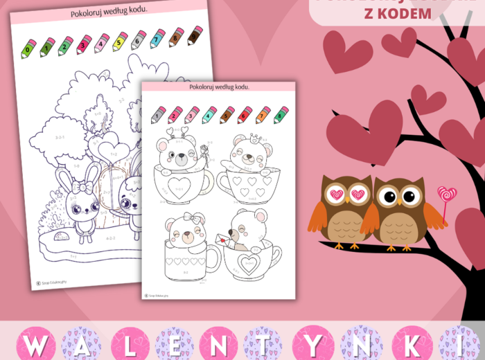 Walentynki Zestaw zadań. Puzzle. Szlaczki. Obliczenia. Labirynty. Girlanda