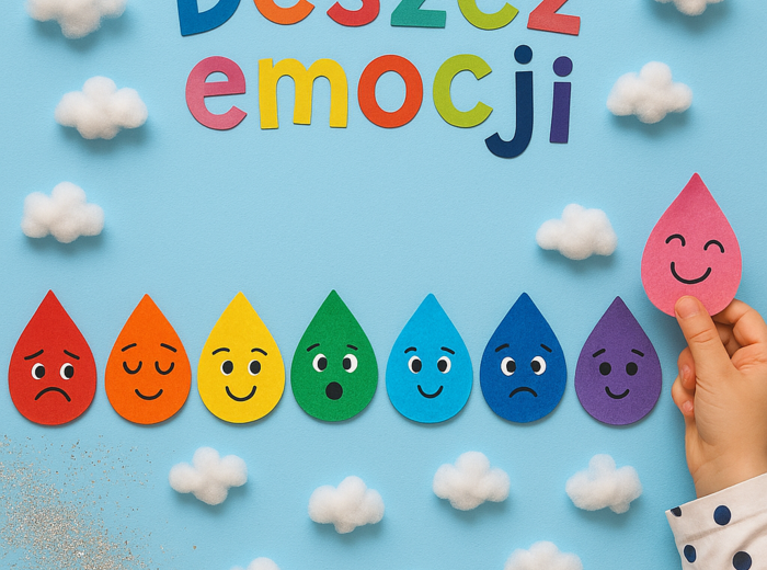 „Krople deszczu” – praca plastyczna z papieru i bibuły