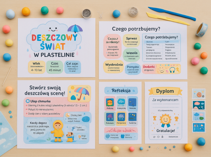 Deszczowy świat w plastelinie