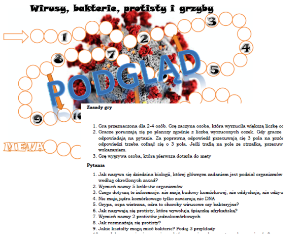 Wirusy, bakterie i grzyby - gra planszowa