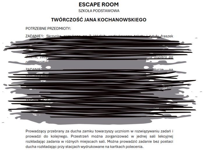Escape Room w Czarnolesie. Twórczość Jana Kochanowskiego. Narodowe czytanie