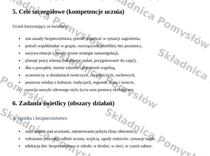 PLAN PRACY ŚWIETLICY SZKOLNEJ - komplet na cały rok (edytowalny) + plan tygodniowy do dziennika + sprawozdania