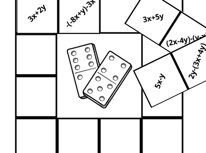 Kwadratowe domino - dodawanie i odejmowanie sum/wyrażeń algebraicznych
