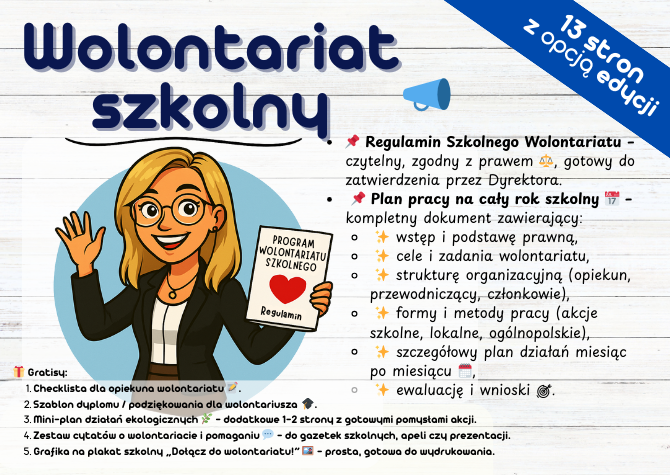 Wolontariat szkolny - plan pracy, regulamin