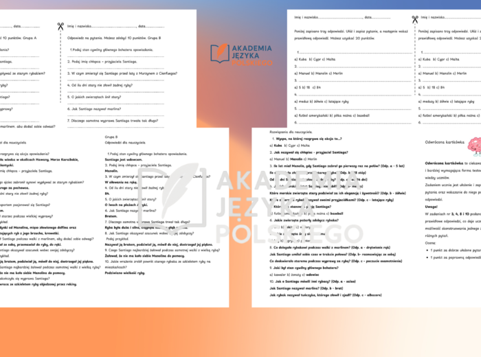 "Stary człowiek i morze" - kompletny pakiet: dwie gry karciane, (odwrócona) kartkówka, dwie karty pracy i garść pomysłów