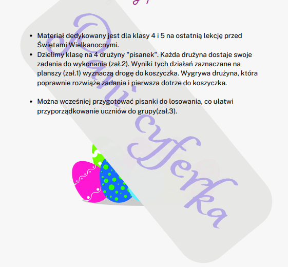 Wyścig pisanek - działania pisemne