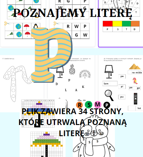 LITERA P - ćwiczenia dla przedszkolaków, zerówki
