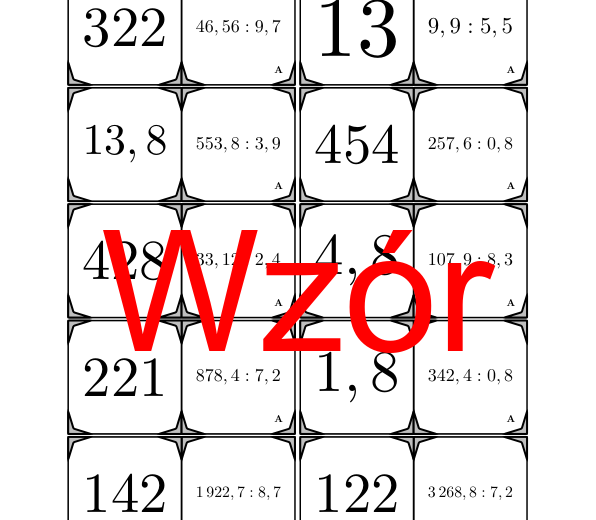 Domino - Dzielenie liczb dziesiętnych przez liczbę dziesiętną | matematyka