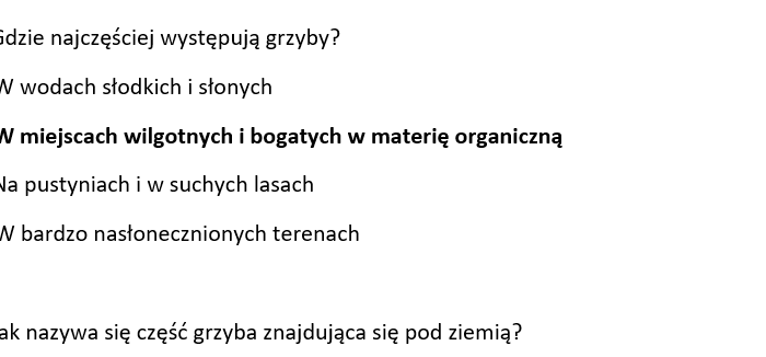 Test 1- Grzyby- organizmy cudzożywne