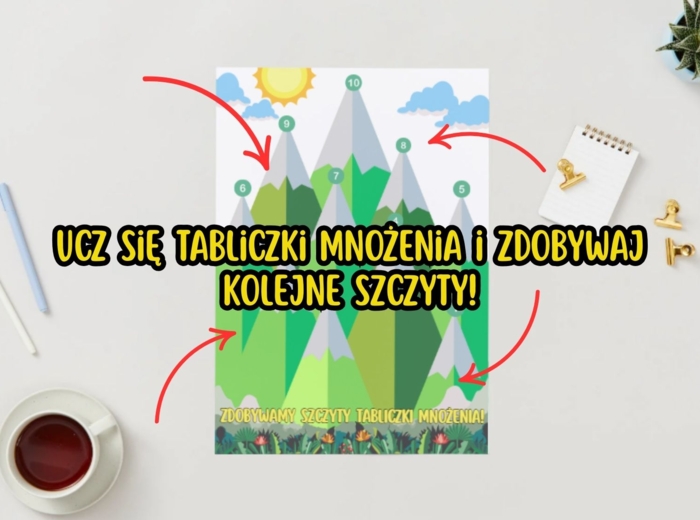 Zdobywamy szczyty tabliczki mnożenia - plakat do druku