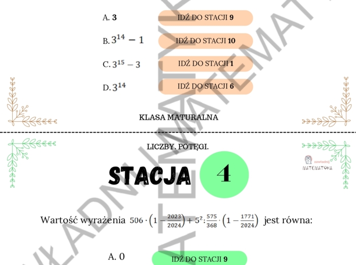 Stacje zadaniowe – liczby, potęgi