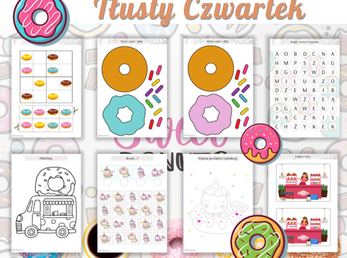 Tłusty Czwartek. Zestaw zadań. Bingo. Kolorowanki. Girlanda