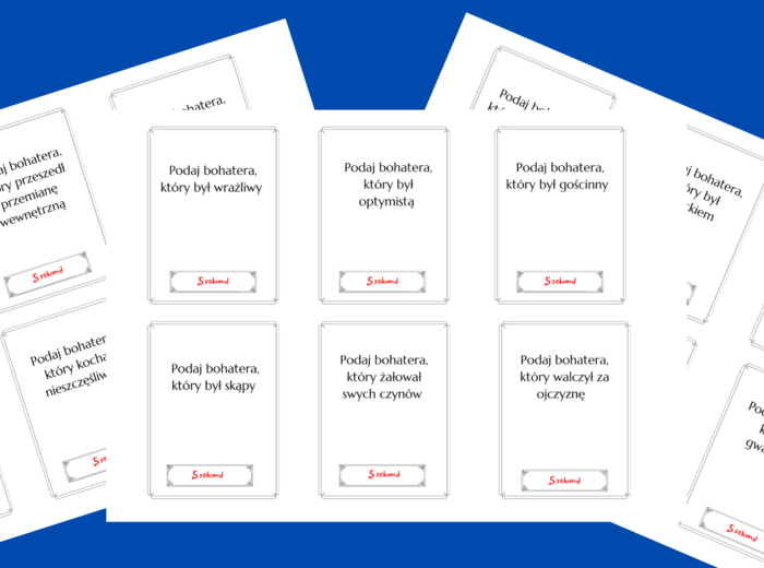 Bohaterowie literaccy – egzamin – powtórzenie – lektury - gra "5 sekund"