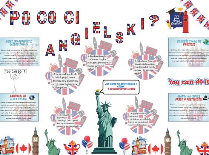 ✨ Gazetka językowa „Po co Ci angielski?” – 45 stron do druku w formacie A 4 i mniejszym| idealna dla uczniów, nauczycieli | Świetnie się sprawdzi jako dekoracja sali językowej i nie tylko!