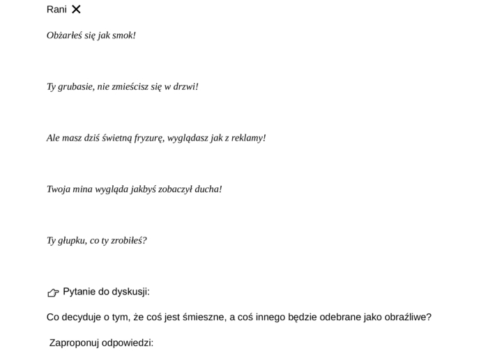 Karty pracy Słowa mają moc - emocje klasa 6-8