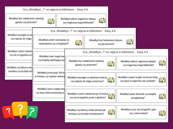 GRA „WOLAŁBYŚ….?” – język polski - biblioteka – świetlica – kl. 4-6 – 80 pytań