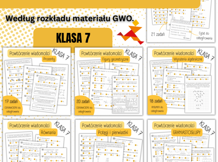 POWTÓRZENIA MATERIAŁU w klasie 7 - GWO - PAKIET 7 materiałów