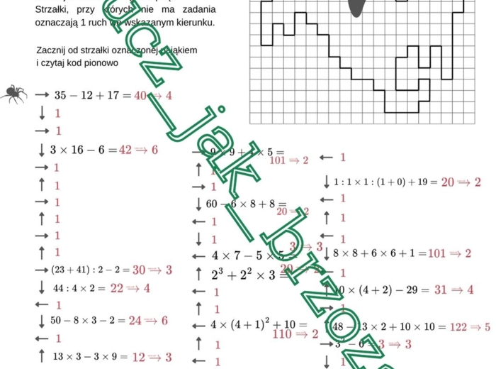 Halloween na matematyce, kodowanie, kolejność działań, klasy 4 - 5