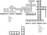 Junior Explorer 4 – Unit 8 – krzyżówki – Pogoda/Miejsca i atrakcje turystyczne/Inne słówka