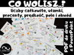Kreatywne matematyczne karty: Co wolisz..? – Liczby całkowite, ułamki zwykłe i dziesiętne, procenty, jednostki, prędkość, pole i obwód.