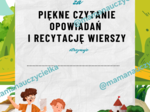 Dyplom za piękne czytanie opowiadań i recytację wierszy