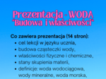 Chemia. Klasa 7. Woda - budowa i właściwości. Prezentacja multimedialna. Dzień Wody.