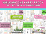 ZESTAW: Wielkanocne Karty Pracy w języku angielskim & polskim Razem 145 stron PDF 