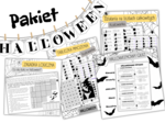 PAKIET 5 MATERIAŁÓW – HALLOWEEN – kodowanka / łamigłówka / zagadka / liczby całkowite / tabliczka mnożenia / procenty / quiz / napis
