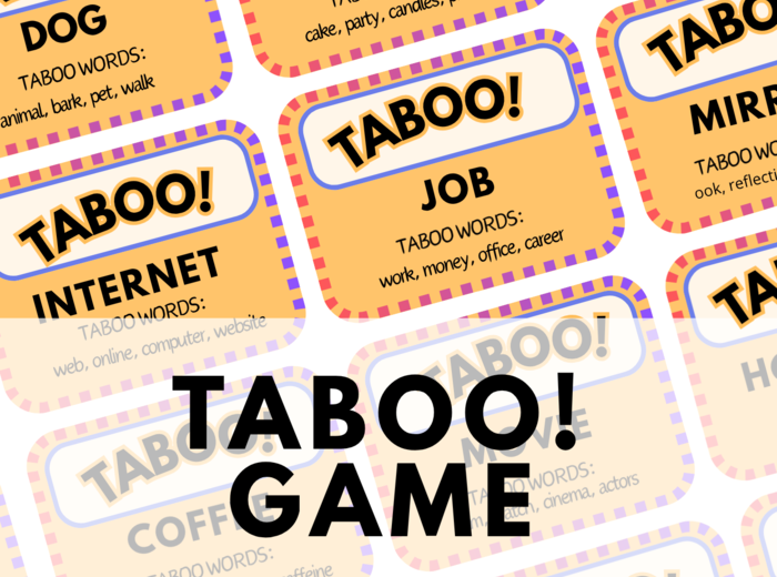 TABOO – GAME - 120 Speaking Cards – gra językowa – kreatywny angielski – ice-breaker - pomysł – zestaw – A2 – B1