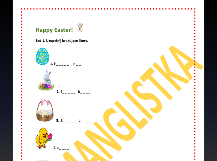 Easter - Święta Wielkanocne - 4 krótkie ćwiczenia + klucz