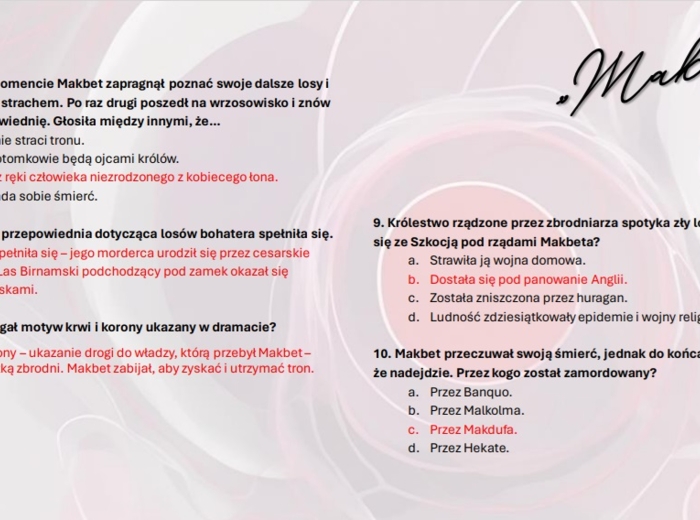 Test wprowadzający z lektury "Makbet"